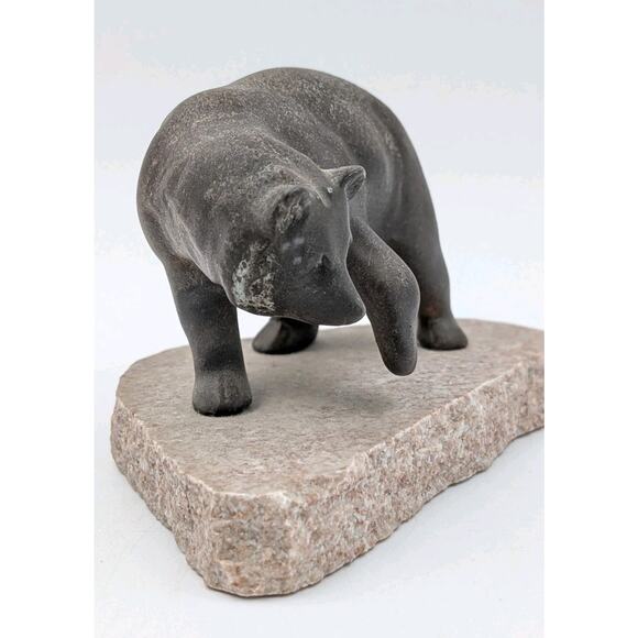 Maigon Daga Ceramic Bear Sculpture on Granite Base 6\